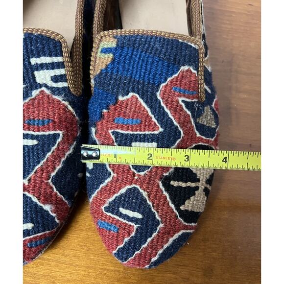 VTG Turkish Kilim Carpet Wool Woven Loafer Flat Shoes Handmade Aztec Unisex *See - Picture 12 of 12